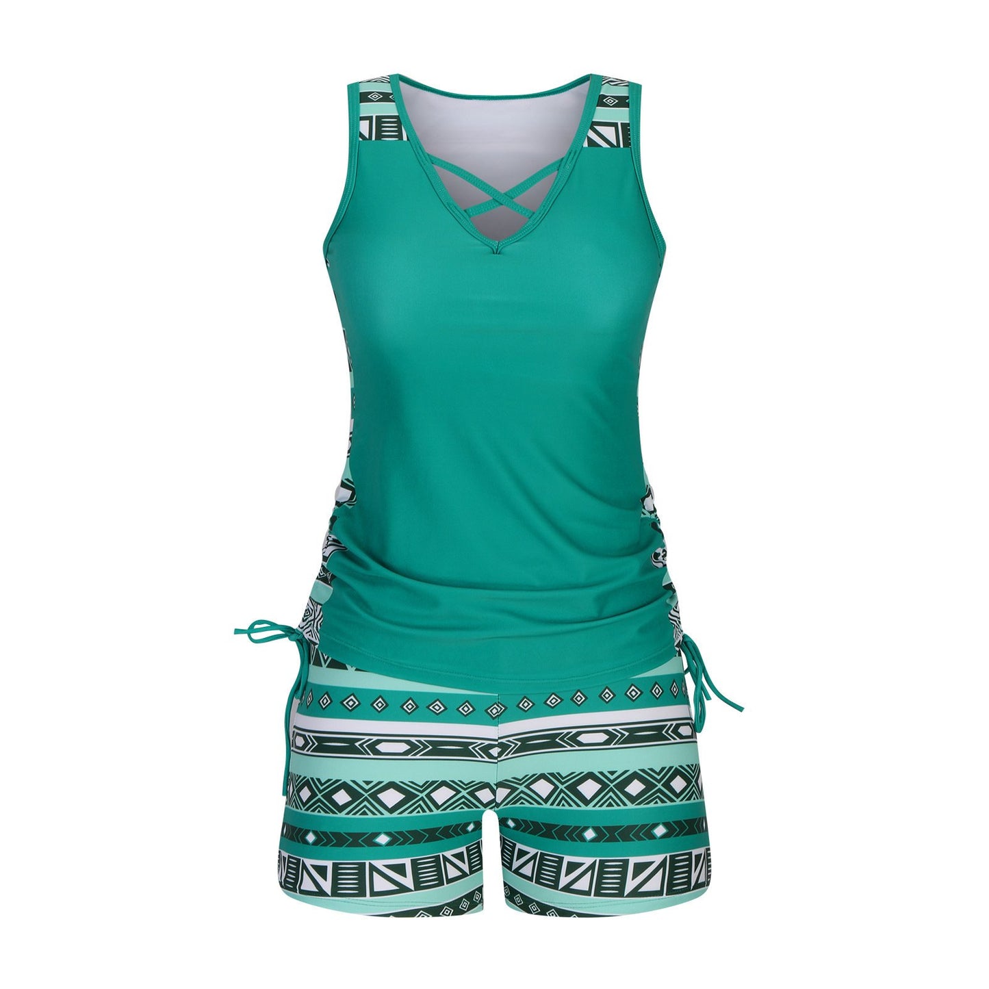 ⏰LAST DAY 60% OFF - Women's Tummy Control Tankini Set with Built-In Bra – Flattering Boho Swimwear with Shorts