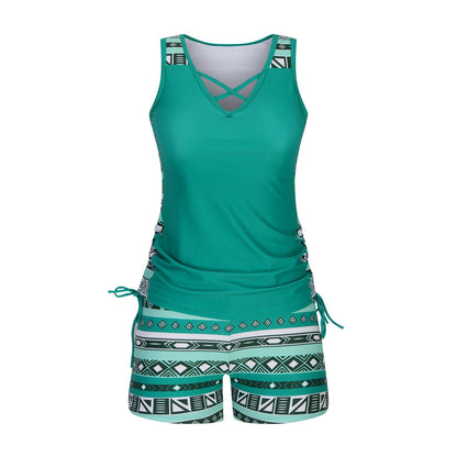 ⏰LAST DAY 60% OFF - Women's Tummy Control Tankini Set with Built-In Bra – Flattering Boho Swimwear with Shorts