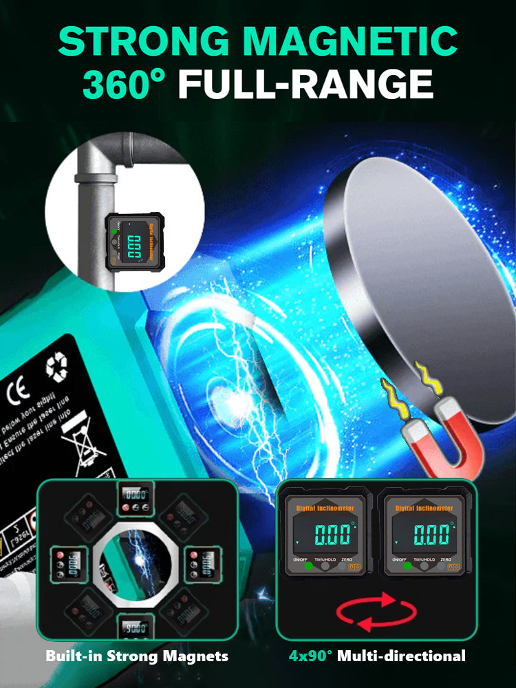 [Say goodbye to annoying tape measures!] Strong magnetic digital inclinometer and angle meter. High precision.💛