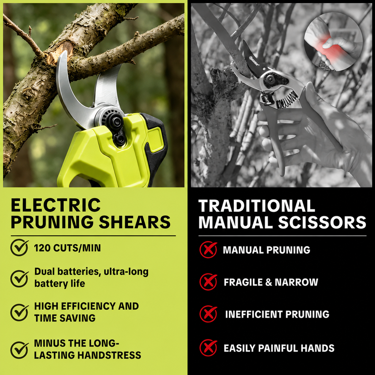 🌿 Cordless Electric Pruning Shears – Easily Cut Tree Branches ⚡