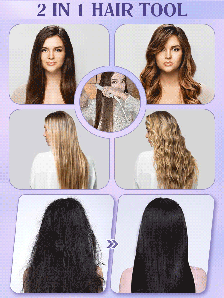 Portable dual-purpose straightening and curling iron, 10-second heating, negative ion conditioning🤩