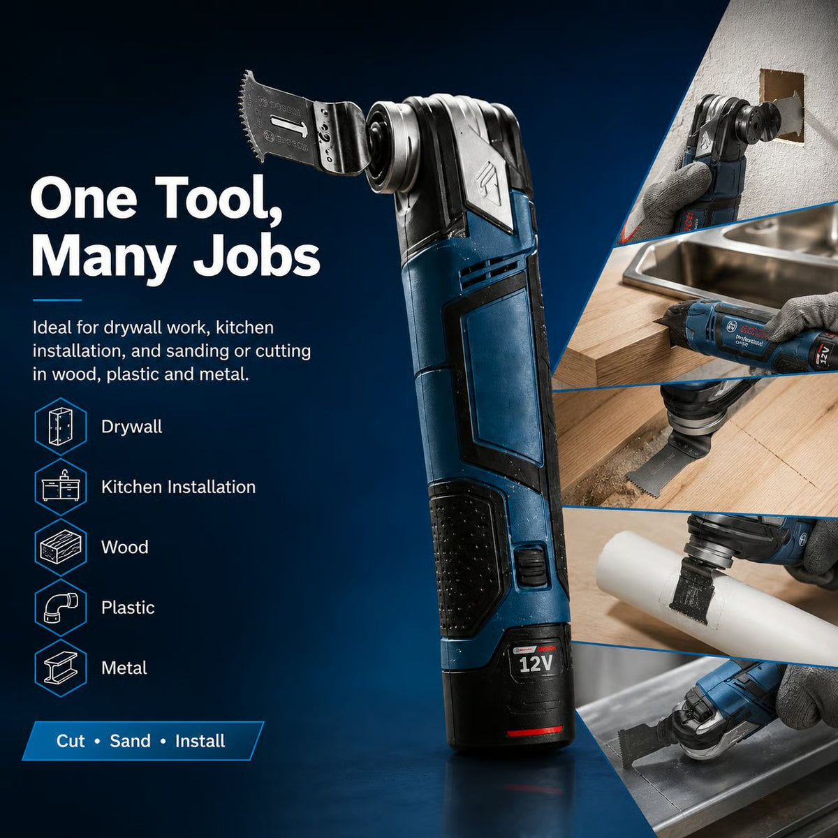 🔧 12V Cordless Precision Cutter – Compact Multi-Function DIY Detail & Plunge Cutting Tool