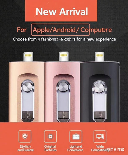 ⚡محرك أقراص فلاش 3 في 1، وحدة تخزين ذاكرة USB 3.0 محمولة عالية السرعة، محرك أقراص فلاش OTG مع محول Type-C مجاني للهواتف/الكمبيوتر الشخصي التي تعمل بنظام Android والمزيد من الأجهزة 