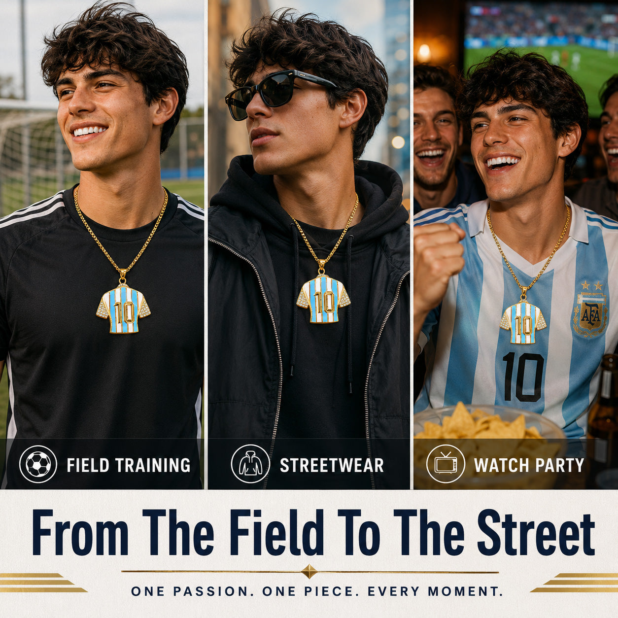 🔥Last Day 50% OFF⚽🏆Gold Soccer Fan Pendant Necklace – Bling Jersey, Cleat & Player Styles⚽🏆