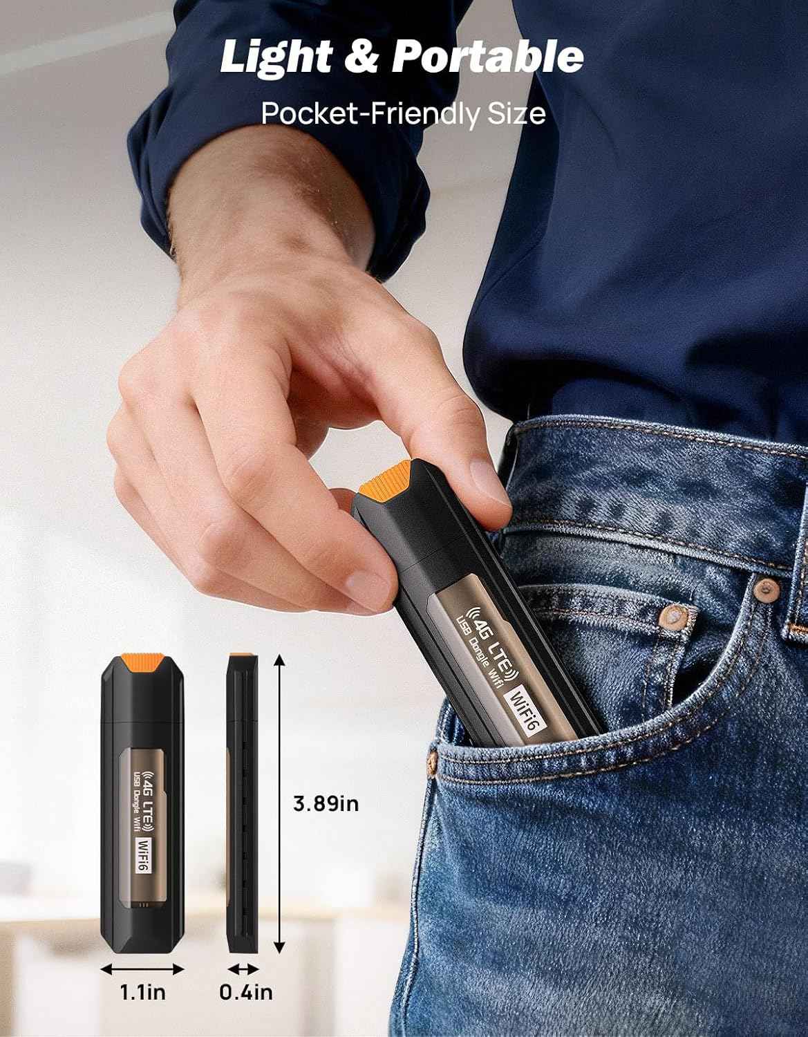 Joytutus 4G LTE Portable WiFi Router 150Mbps USB Modem Unlocked Travel Mobile Hotspot Router for Desktop PC/Notebook/TV/Power Bank (No Include SIM Card)