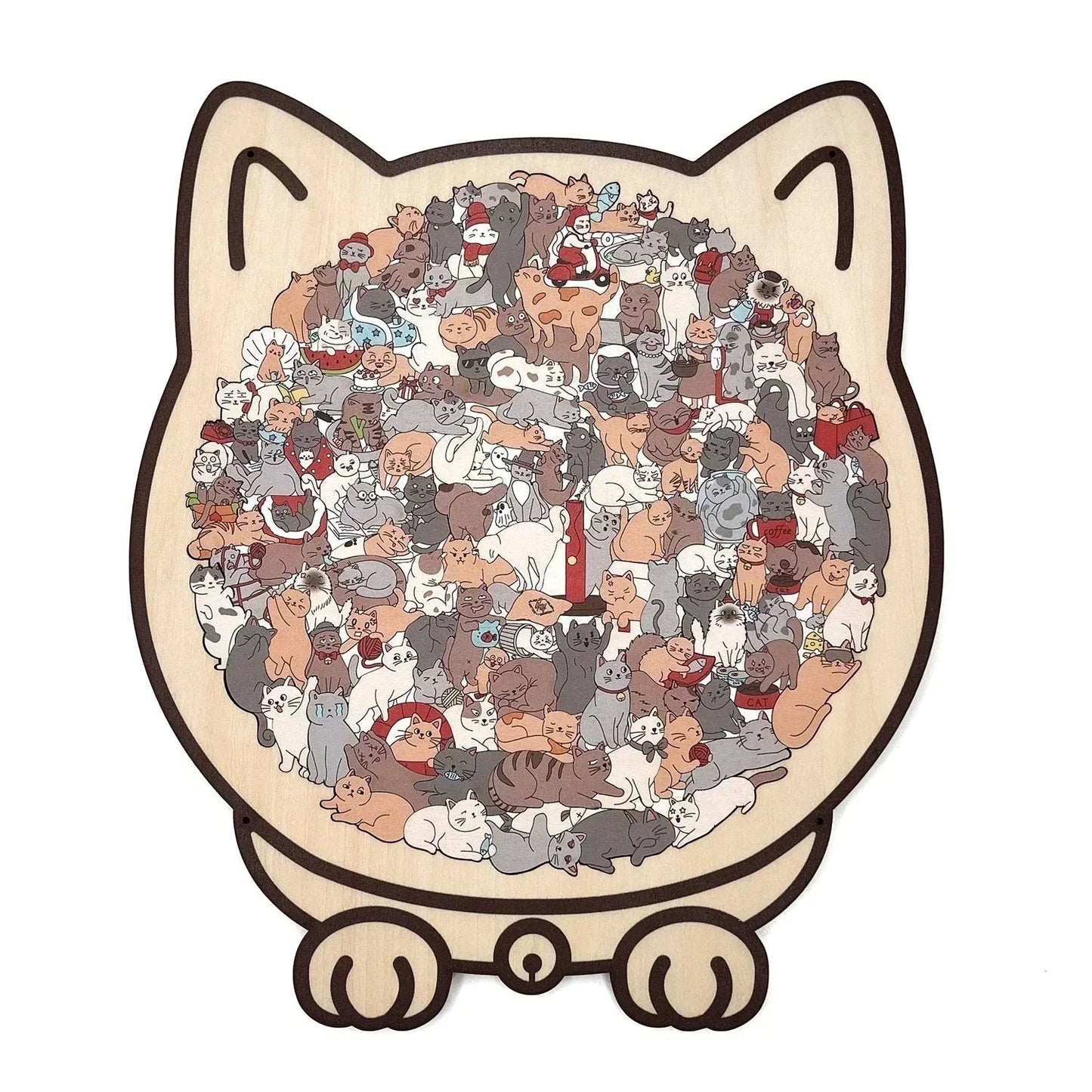 🎁 135-Piece Cat-Shaped Wooden Jigsaw Puzzle — A Charming Gift for Cat Lovers