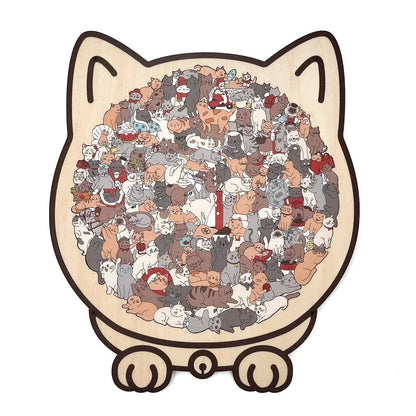 🎁 135-Piece Cat-Shaped Wooden Jigsaw Puzzle — A Charming Gift for Cat Lovers