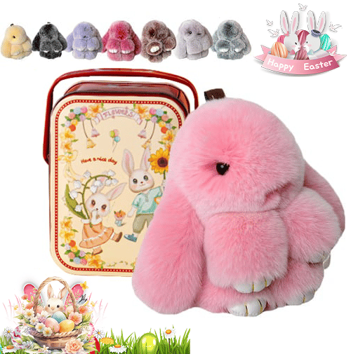 🐰Easter Cute Bunny Plush Keychain - Iron Box Gift🎁Easter Sweet Surprise