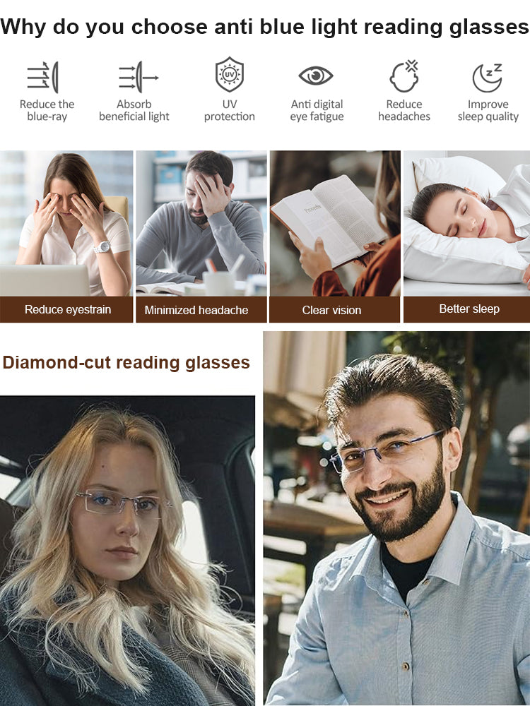 【Beat Blue Light!】💎Diamond-Cut Frameless Glasses👓 – 50% Off Now