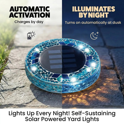 ✨Solar Outdoor Mosaic Disk Lights, Waterproof Decorative Pathway LED Light