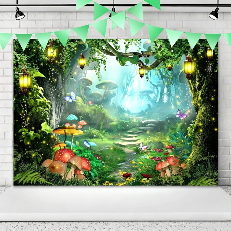 🌟🌳 Dreamy Enchanted Forest Butterfly Floral Backdrop | Perfect Outdoor Birthday Decor