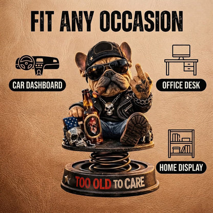 Grumpy “Too Old to Care” Bobblehead – Fun Spring-Loaded Car Dashboard Decor
