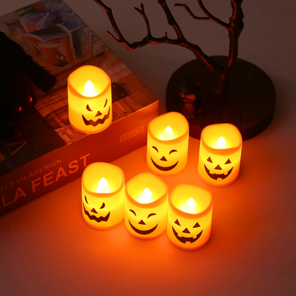 🎃🔥مجموعة صرخة الهالوين: مصباح شبح + شمعدان رعب 