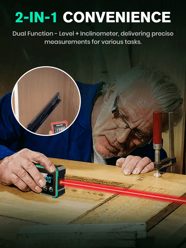 [Say goodbye to annoying tape measures!] Strong magnetic digital inclinometer and angle meter. High precision.💛