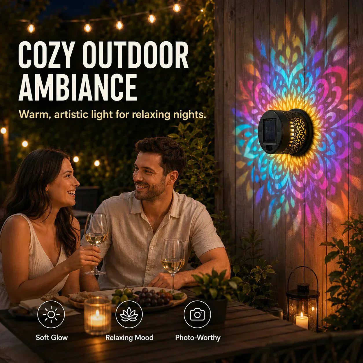 ⏳Half Price! Solar Mandala Projection Lamp, Wall & Yard Dual Use IP65 Waterproof