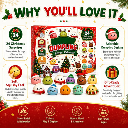 2026 Dumpling Squishy Advent Calendar - Indoor Recreation Stress Relief Toy, 24 Surprise Kawaii Mini Food Squishy Figures, Cute Christmas Countdown Holiday Gift