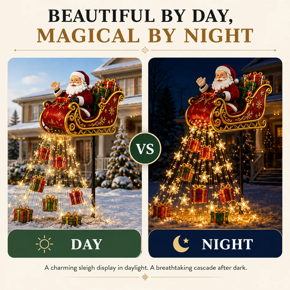 ✨ 2026 Santa’s Flying Sleigh – Solar-Powered Christmas Garden Light Decoration