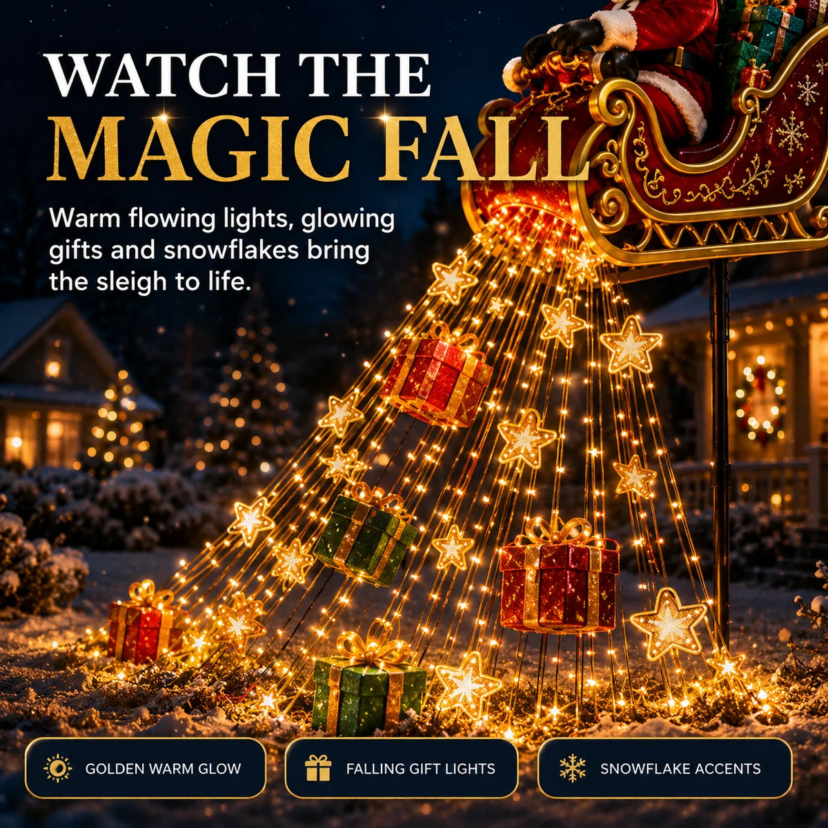 ✨ 2026 Santa’s Flying Sleigh – Solar-Powered Christmas Garden Light Decoration