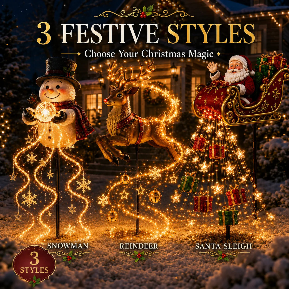 ✨ 2026 Santa’s Flying Sleigh – Solar-Powered Christmas Garden Light Decoration