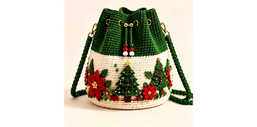 🎄 50% OFF Christmas Crochet Bucket Bag ✨ Festive Crossbody Holiday Purse