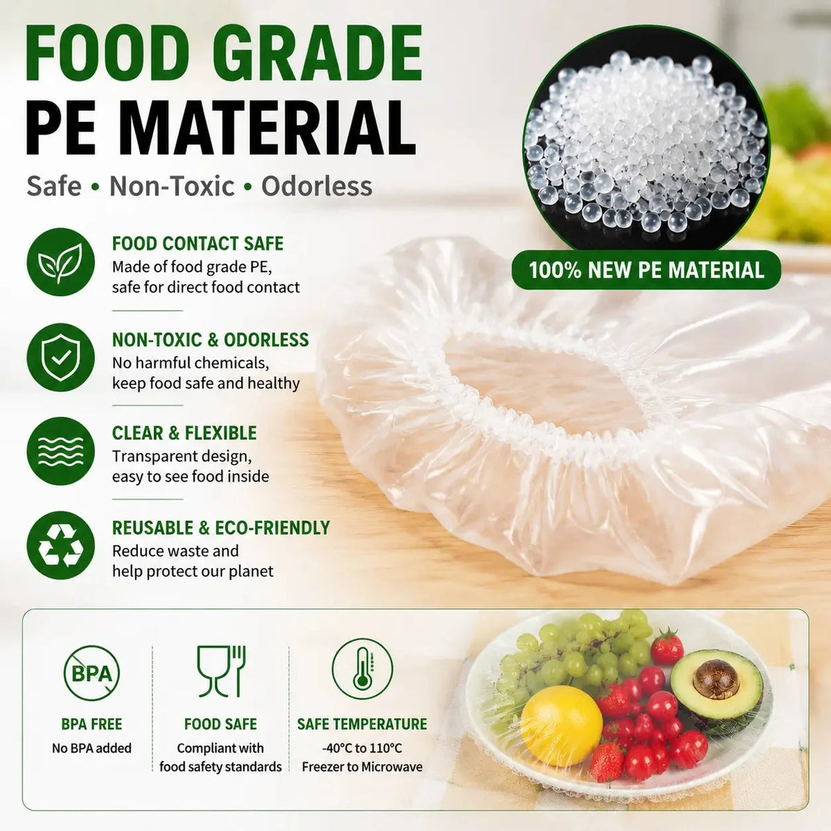 🔥100 PCS Disposable Stretch Food Covers for Bowls & Plates