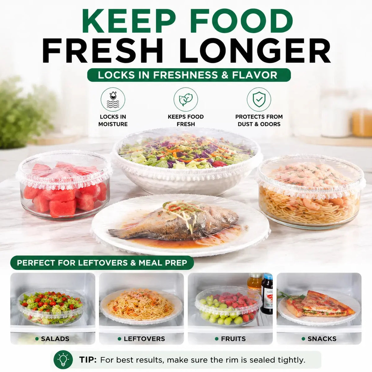 🔥100 PCS Disposable Stretch Food Covers for Bowls & Plates