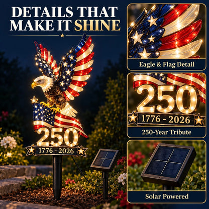 America 250 Eagle Solar Yard Light – Patriotic Garden Decor | 1776–2026 🦅
