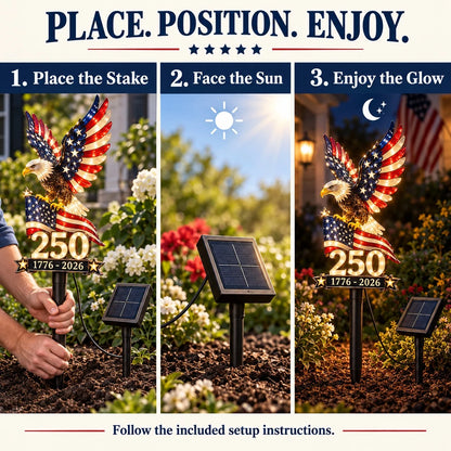 America 250 Eagle Solar Yard Light – Patriotic Garden Decor | 1776–2026 🦅