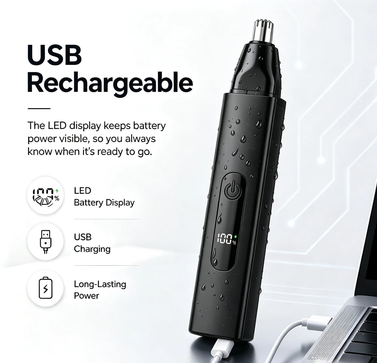 Professional LED Display Nose & Ear Trimmer, Painless Travel Gifts for Men Women.