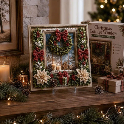 Premium 3D Christmas Fabric Poke Art Kit | No-Sew Holiday Craft with Pre-Punched Board, Fabric Squares & Display Stand 🎅✨