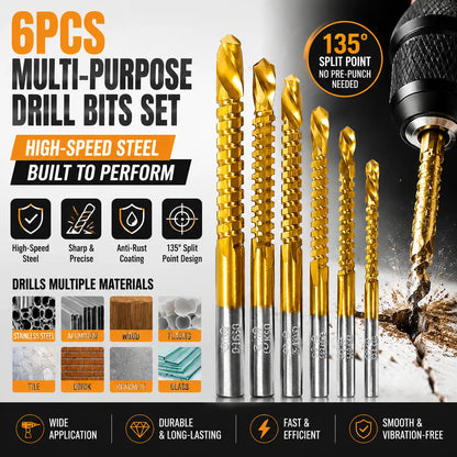 🛠️ 6-Piece Serrated Side-Cutting Drill Bit Set – Drill, Slot, Shape & Enlarge Holes
