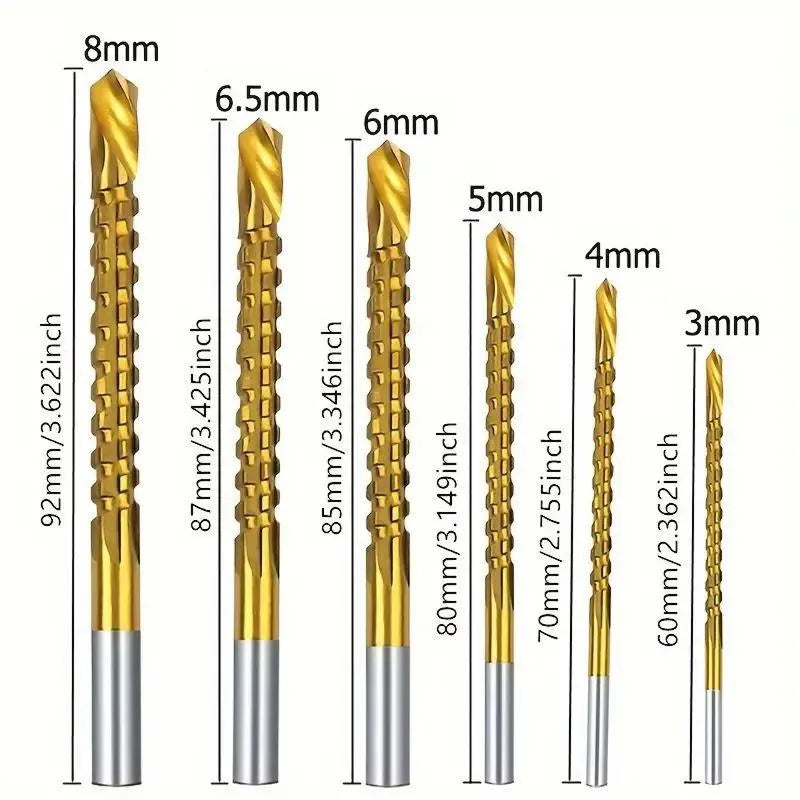 🛠️ 6-Piece Serrated Side-Cutting Drill Bit Set – Drill, Slot, Shape & Enlarge Holes