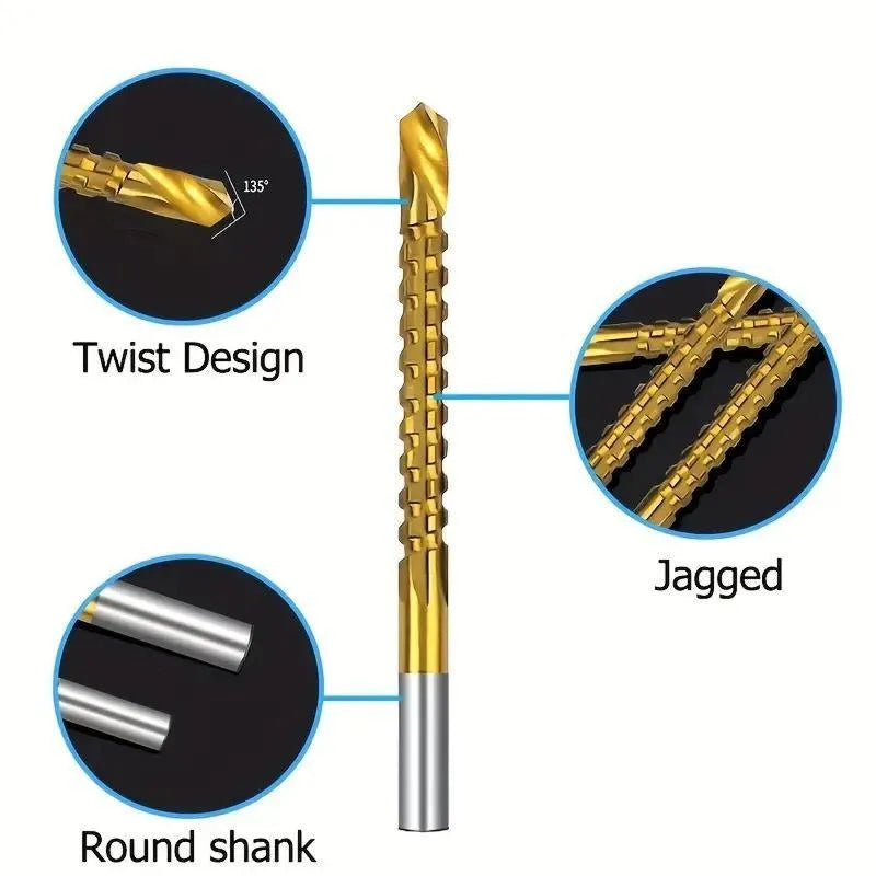 🛠️ 6-Piece Serrated Side-Cutting Drill Bit Set – Drill, Slot, Shape & Enlarge Holes