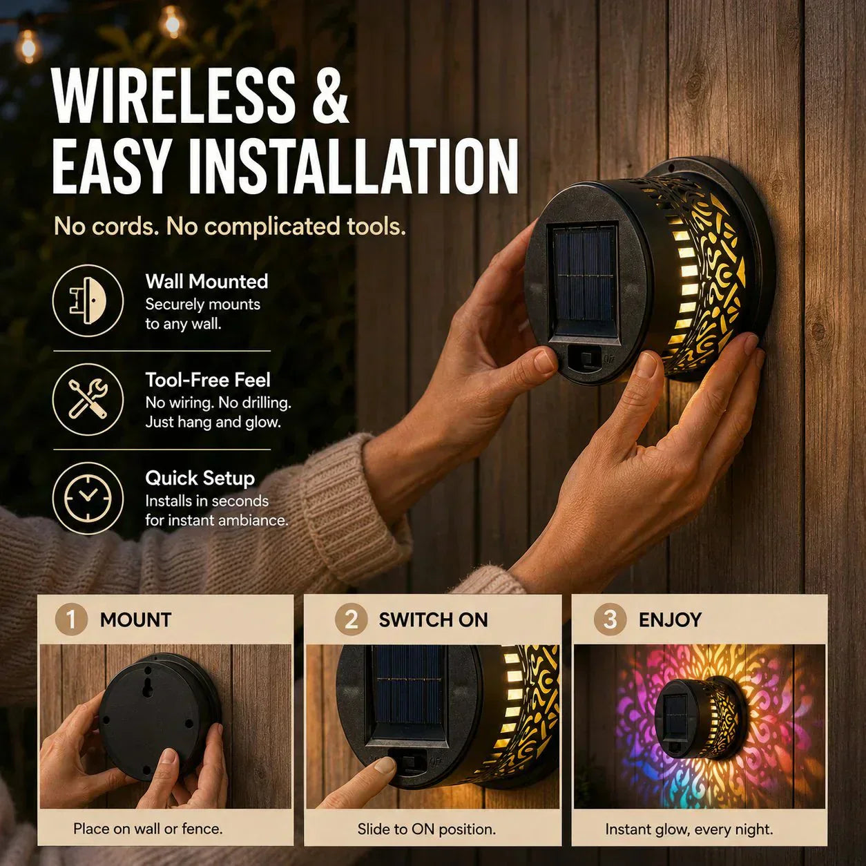 ⏳Half Price! Solar Mandala Projection Lamp, Wall & Yard Dual Use IP65 Waterproof
