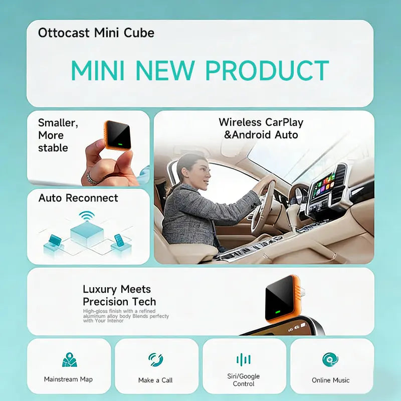 🔥HOT SALE - 2026 Mini Cube Pro 3.0 Wireless CarPlay Adapter: Wireless Auto-Connect for iPhone & Android