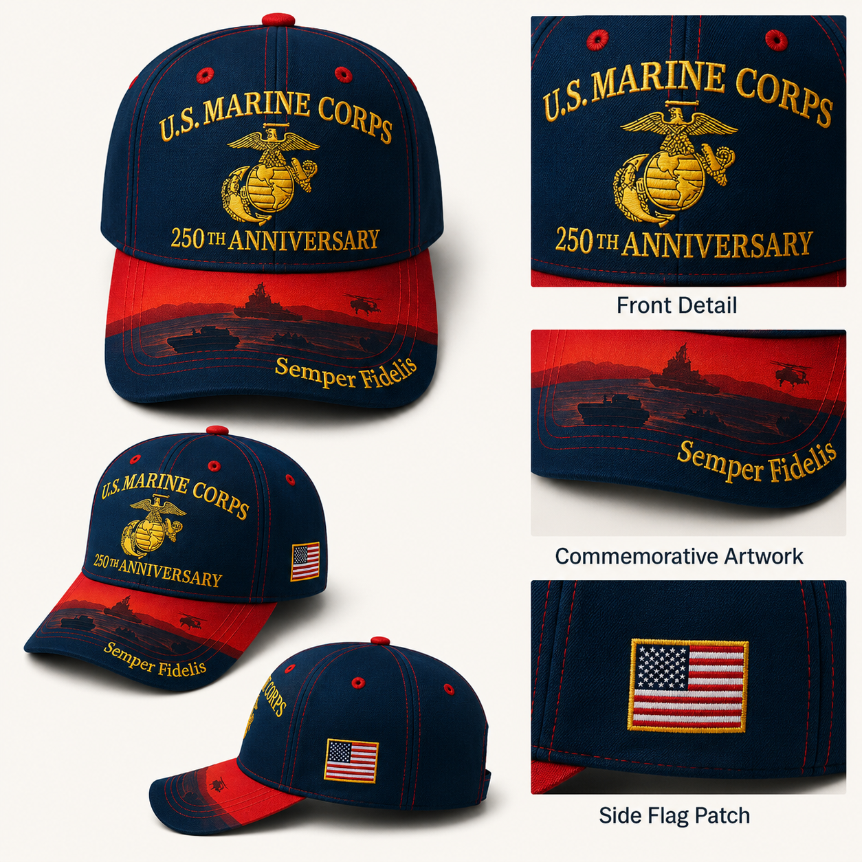 🔥 Father’s Day Sale - ❤️  250th Anniversary Commemorative Embroidered Cap