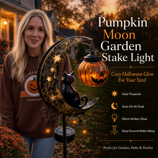 ⏰Last day Promotion 🔥-👻 Solar Halloween Garden Stake Light with Black Cat & Pumpkin