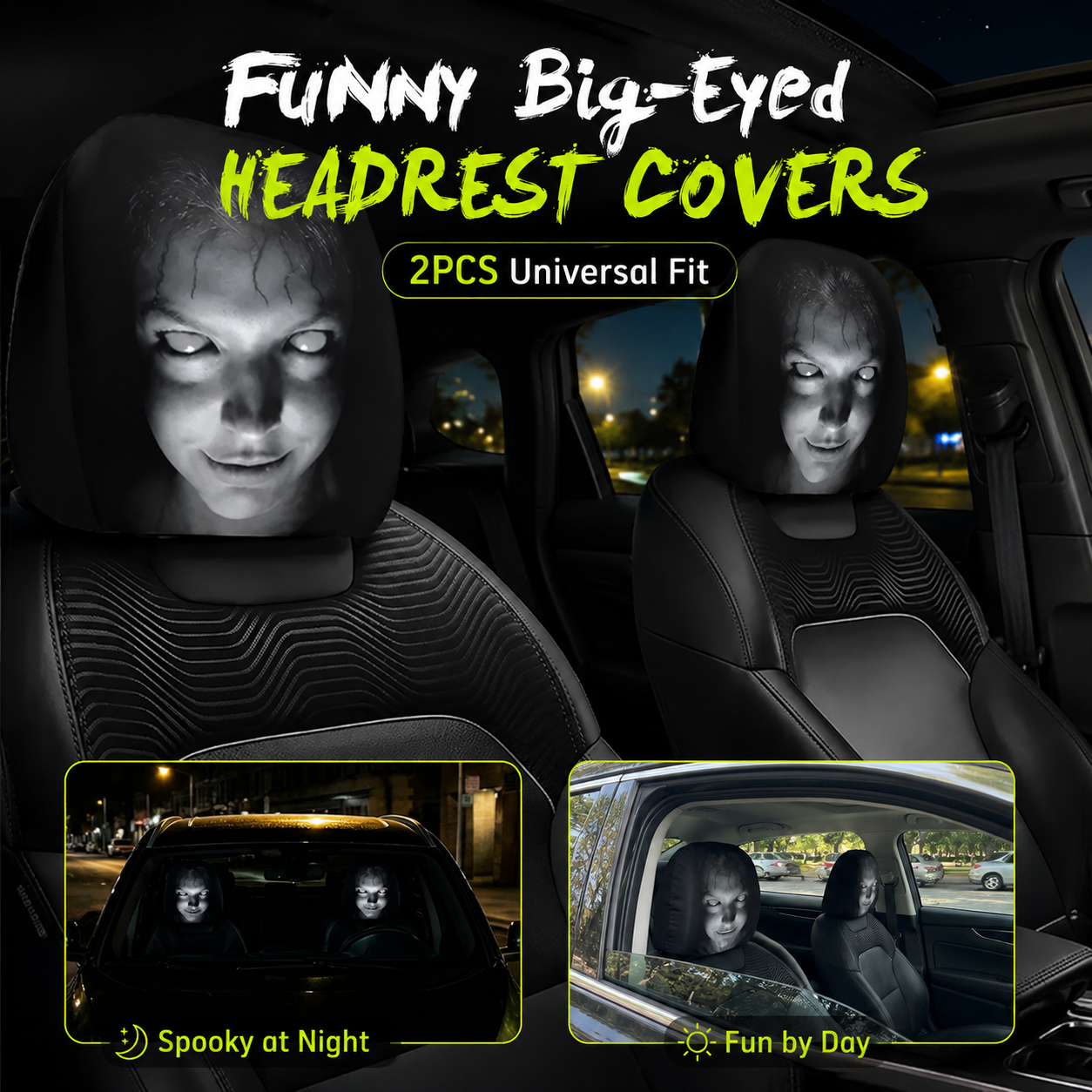 😆 Funny Cartoon Car Headrest Covers🚗