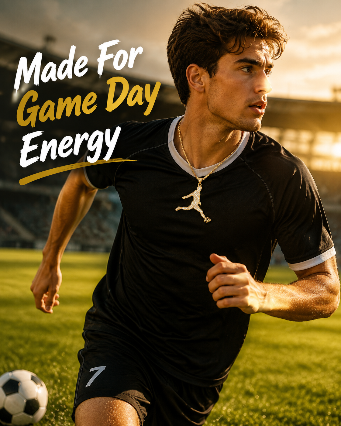 🔥Last Day 50% OFF⚽🏆Gold Soccer Fan Pendant Necklace – Bling Jersey, Cleat & Player Styles⚽🏆