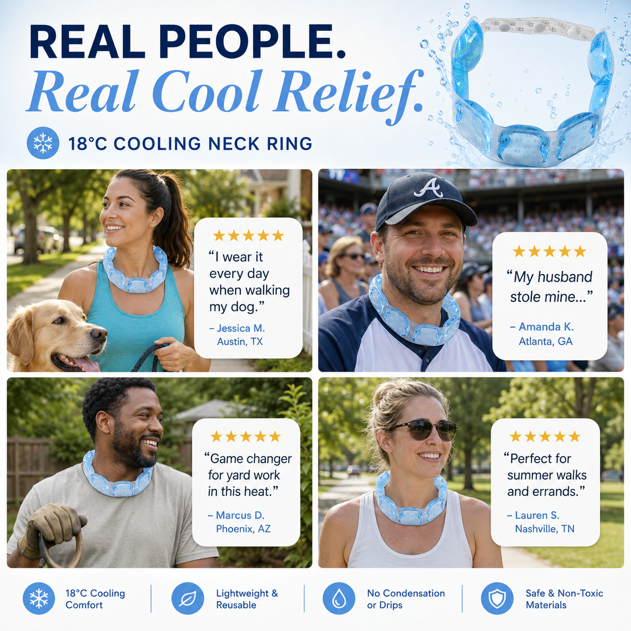 🔥 Limited 50% OFF Today!🌊Cooling Neck Ring💦Stay Cool Anywhere 🌟—✨ No Batteries. 🌈No Charging. No Noise.
