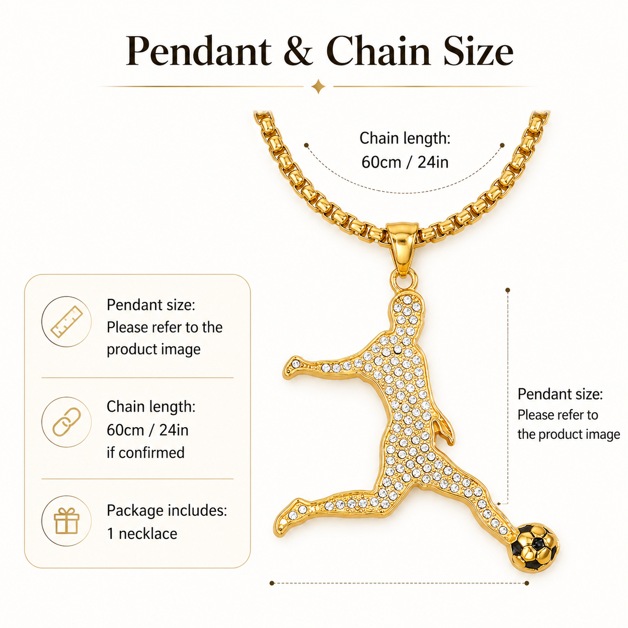 🔥Last Day 50% OFF⚽🏆Gold Soccer Fan Pendant Necklace – Bling Jersey, Cleat & Player Styles⚽🏆