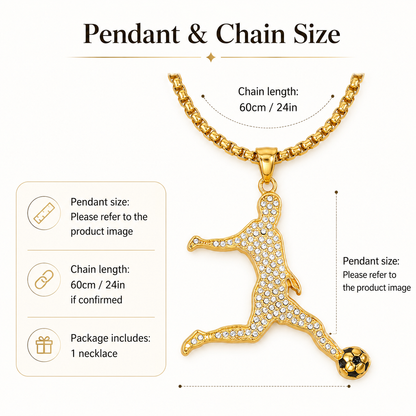 🔥Last Day 50% OFF⚽🏆Gold Soccer Fan Pendant Necklace – Bling Jersey, Cleat & Player Styles⚽🏆