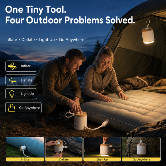 🔥Last Day 50% OFF Save Today Before The Offer Ends🎁4-in-1 Mini Outdoor Air Pump  Inflate. 🔥Deflate. 🚀Light Up.🌌 Attach Anywhere.✨