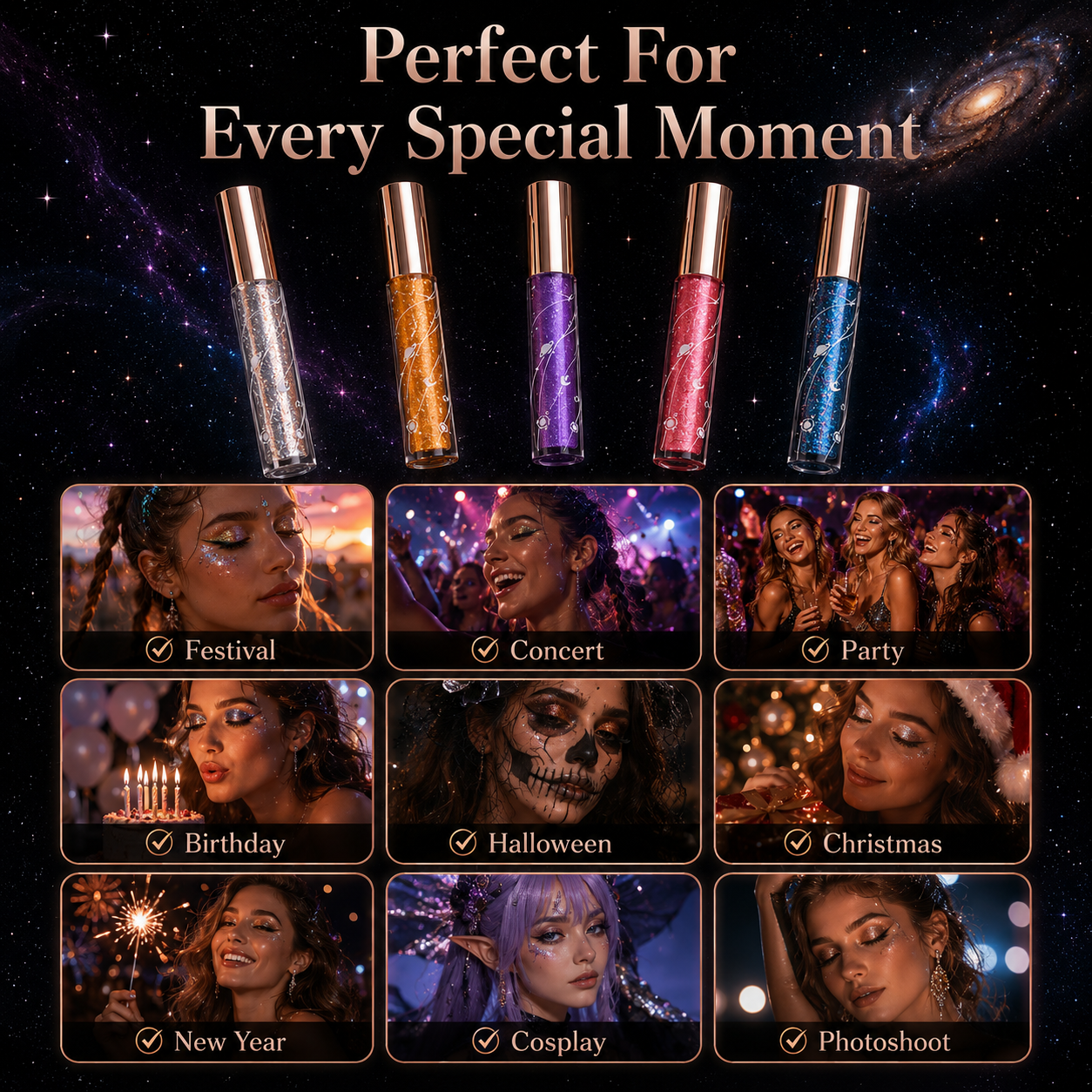 🔥Last Day 50% OFF🌈Sparkling 5-Color Glitter Mascara Gift Set🌈✨Mascara✨