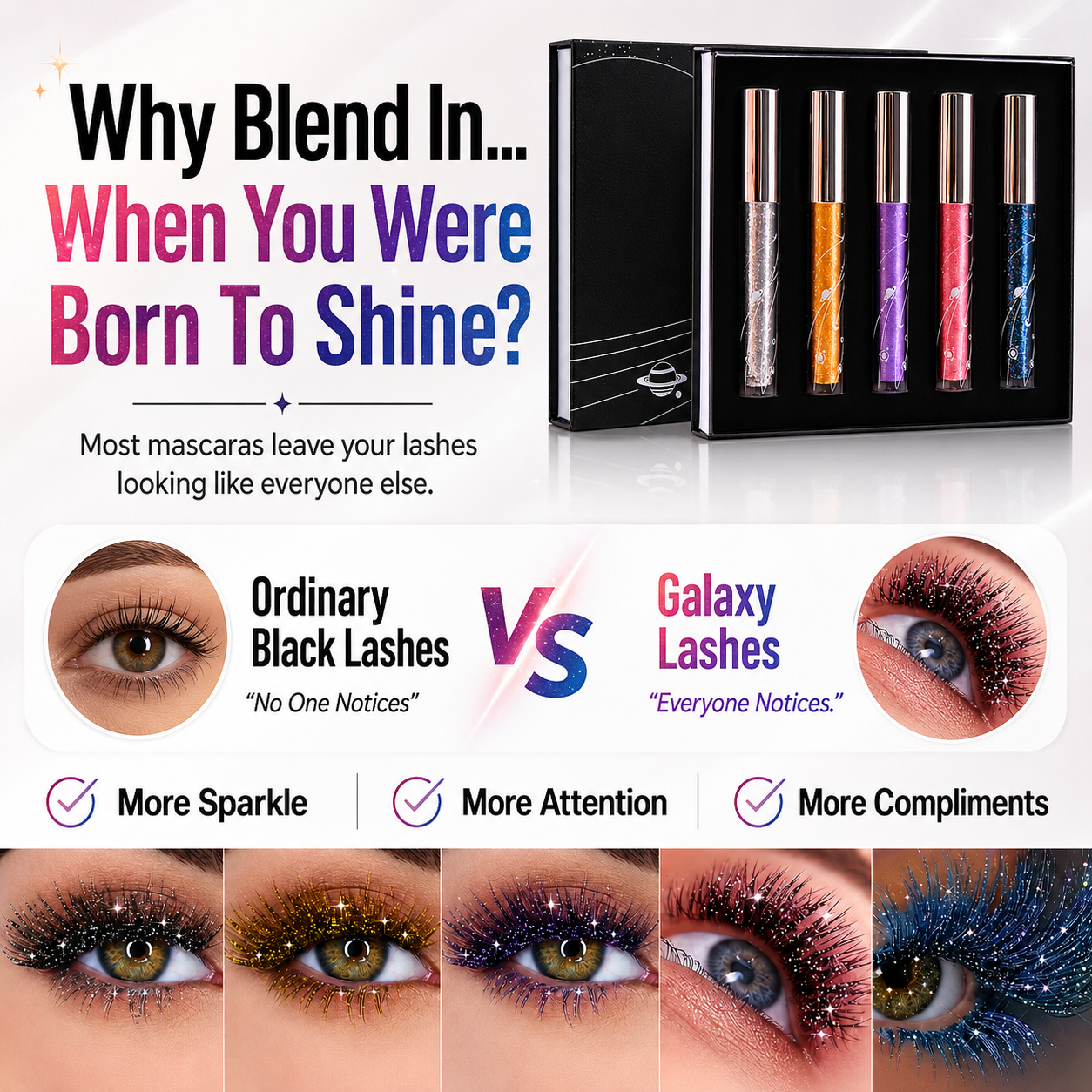 🔥Last Day 50% OFF🌈Sparkling 5-Color Glitter Mascara Gift Set🌈✨Mascara✨