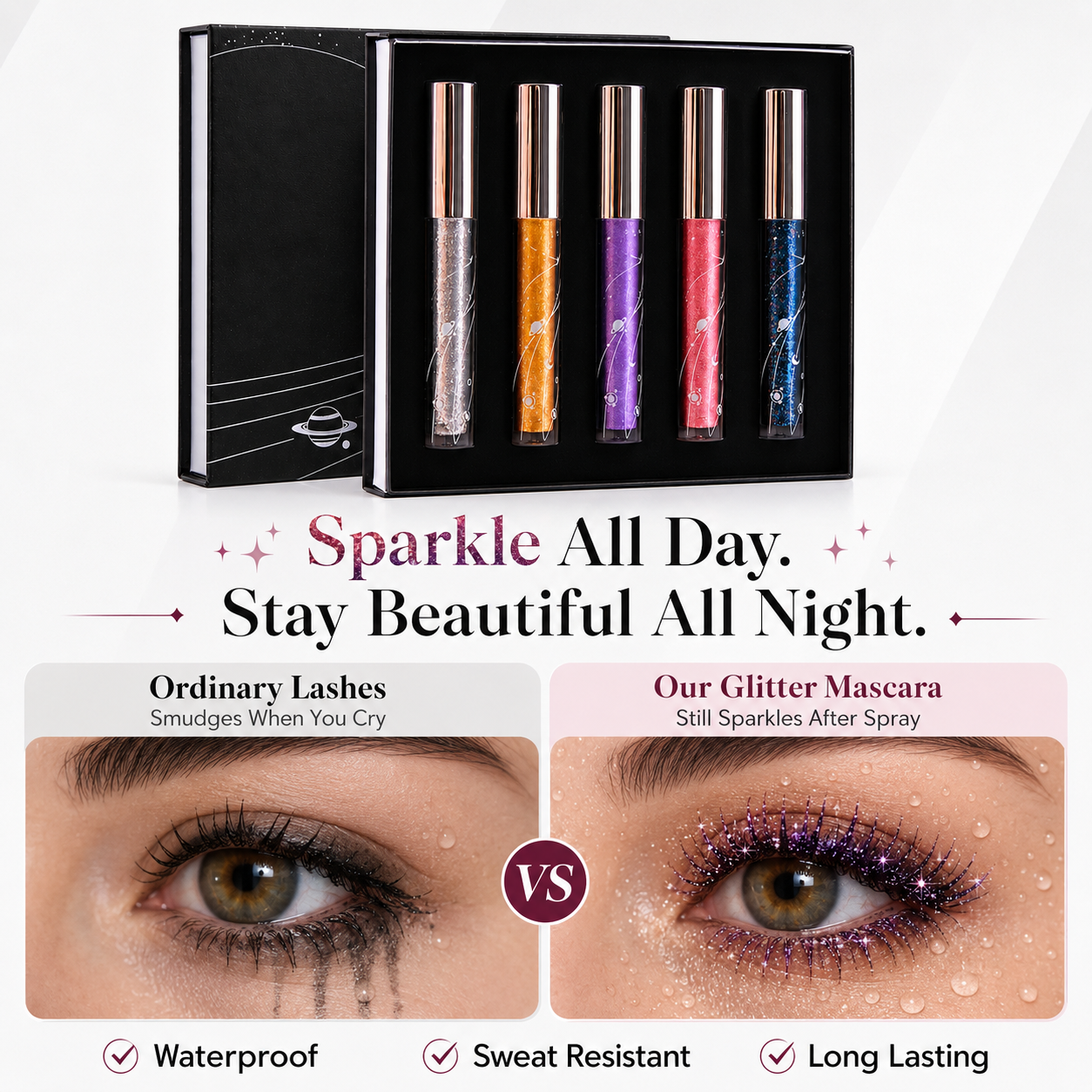 🔥Last Day 50% OFF🌈Sparkling 5-Color Glitter Mascara Gift Set🌈✨Mascara✨