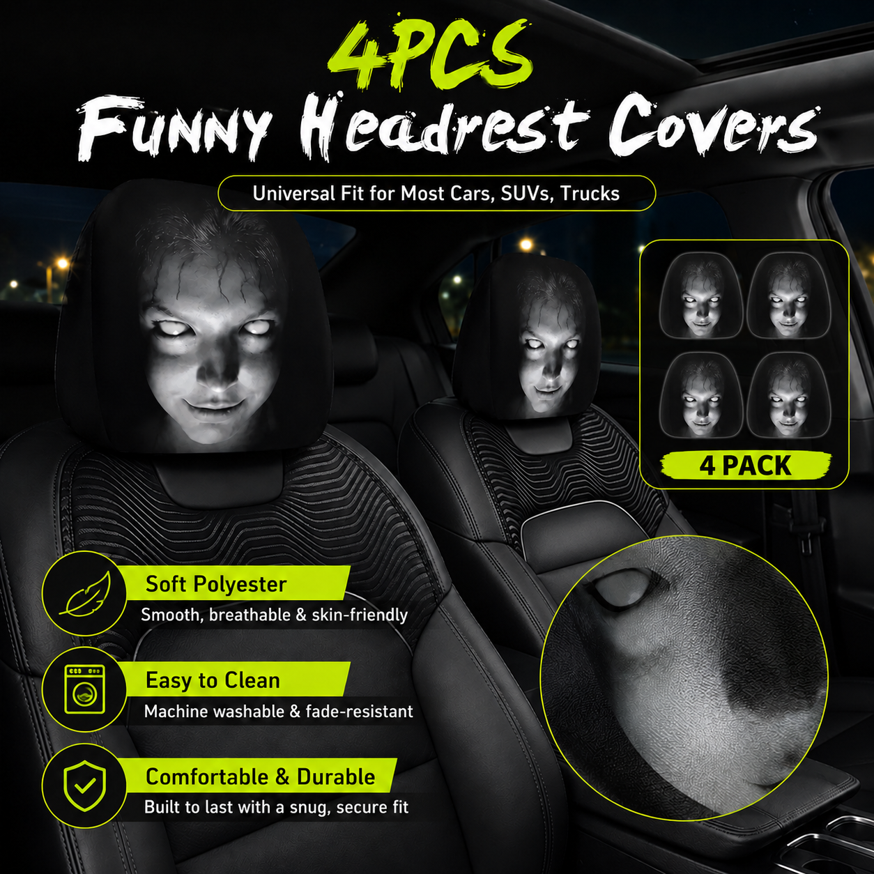 😆 Funny Cartoon Car Headrest Covers🚗