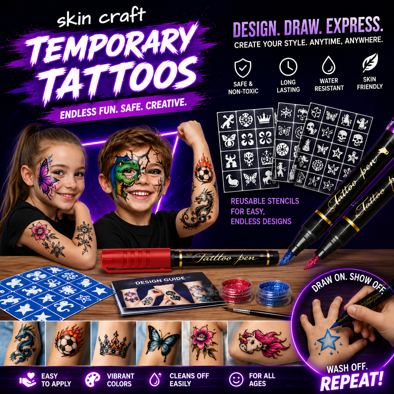 🔥Last Day 50% OFF🎨Safe Temporary Tattoo Pen🛡️ No Pain. No Commitment. Just Creativity✨