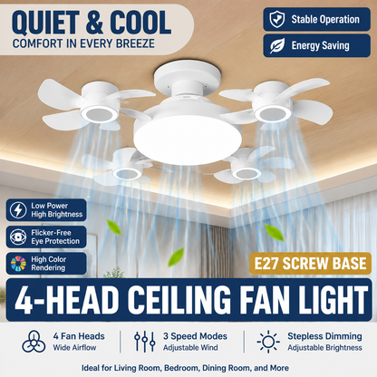 ⏰Limited Time Summer Sale 🔥-2026 Upgraded E27 Screw-In Ceiling Fan with LED Light | No Wiring Required