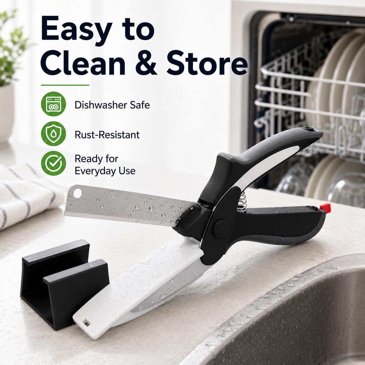 🥕 2-in-1 Kitchen Scissors with Cutting Board – Slice Veggies, Meat & Fruit in One Step, No More Switching Tools